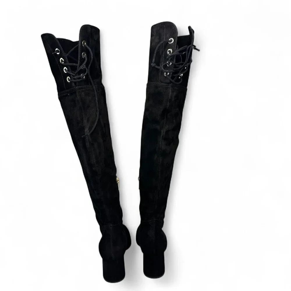 AGL Scarlet Over-The-Knee Suede Leather Boot, EU 38, Black NEW IN BOX